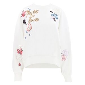 Cinq a Sept Daydream Doodles Embroidered Pullover White XS